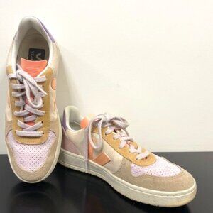 NEW Veja Suede V-10 Sneakers in Peach Multi Color